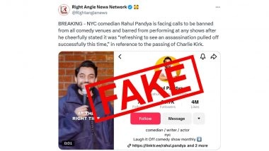 Did Comedian Rahul Pandya Joke About Charlie Kirk’s Assassination in His Stand-Up Act? Old Video Circulated With Fake Claim