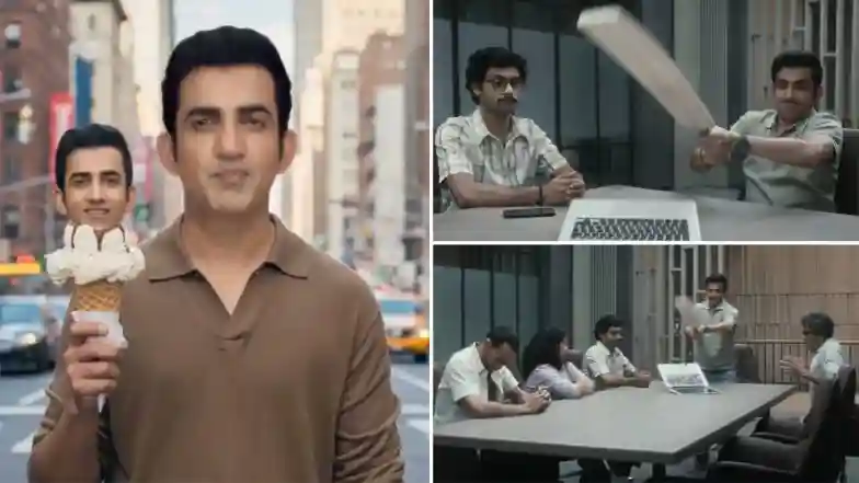 Angry Gautam Gambhir Smashes Laptop With Bat in This Latest Ad Featuring AI (Watch Video)