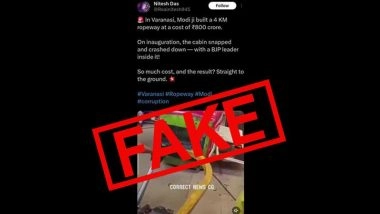 Did Cabin of INR 800-Crore Varanasi Ropeway Project Collapse on Inauguration Day With BJP Leader Inside? Fact Check Debunks Fake Viral Video