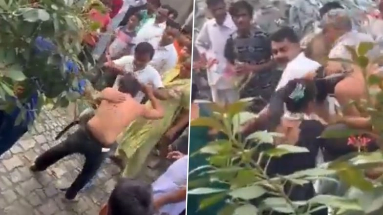 Meerut Shocker: Man Pulled by Hair, Stripped and Thrashed by Public for Molesting Girl, Later Handed Over to Police (Watch Video)