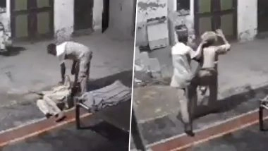 Baghpat Shocker: Man Pulls, Drags and Beats Elderly Grandmother in Uttar Pradesh; Disturbing Video Surfaces