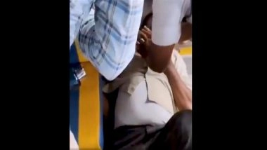 Tragedy Averted in Vijayawada: School Bus Loses Control, Hits Divider and 2-Wheeler After Driver Suffers Cardiac Arrest; Students Safe (Watch Video)