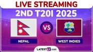 Nepal vs West Indies Free Live Streaming Online, 2nd T20I 2025: How To Watch NEP vs WI Cricket Match Live Telecast on TV in India?