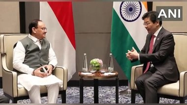 World News | JP Nadda Meets Singapore PM Lawrence Wong in Delhi