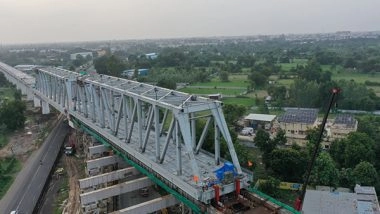 India News | Second 100 M Steel Bridge Span Launched over NH-48 in Gujarat for Bullet Train Project