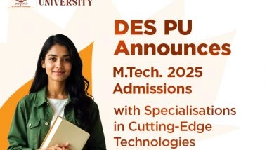 Business News | DES Pune University Invites Applications for M.Tech 2025 Admissions