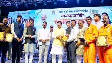 India News | MP CM Yadav Honours Sanitation Workers, Joins Them for Lunch in Indore