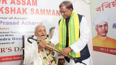 India News | Assam Governor Felicitates Senior-most Surviving Retired Primary Teacher in Jorhat