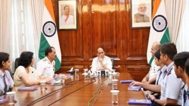 India News | Rajnath Singh Interacts with Students of Navy Children School, Delhi as Part of Its Diamond Jubilee Celebrations