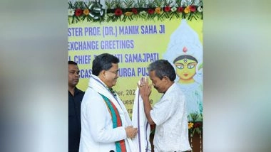 India News | Tripura CM Manik Saha Exchanges Greetings with Pradhan Samajpatis Ahead of Durga Puja
