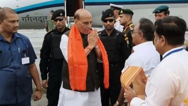 India News | Defence Minister Rajnath Singh Arrives in Kolkata Ahead of 16th Combined Commanders' Conference 2025