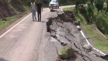 India News | J-K: Landslide, Heavy Rains Severely Damage Kotranka-Khawas Road in Rajouri
