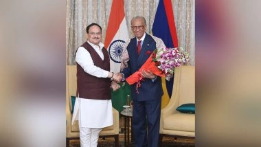 World News | Union Minister JP Nadda Meets Mauritius PM Navinchandra Ramgoolam