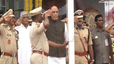 India News | Rajnath Singh Attends 78th Hyderabad Liberation Day Celebrations, Unfurls National Flag