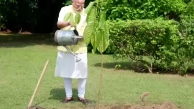 World News | PM Modi Plants Kadamb Sapling Gifted by King Charles on His Birthday