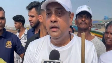 India News | BJP MP Sambit Patra, Actor Jaya Prada Participates in Cleanliness Drive at Puri Beach