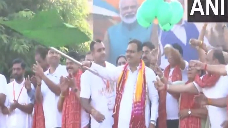 India News | Rajasthan CM Bhajanlal Sharma Flags off 'Namo Yuva Run' in Jaipur