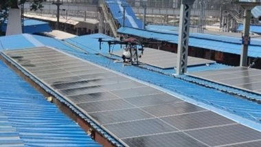 India News | UP: North Central Railway Demonstrates Drone-based Solar Panel Cleaning at Subedarganj Station