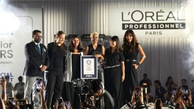 Business News | L'Oreal Professionnel Sets a GUINNESS WORLD RECORDS™ Title with India's Biggest Hair Moment, 422 Hairdressers, 422 Hair Color Transformations