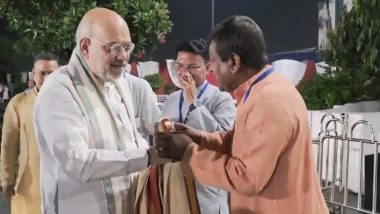 India News | Amit Shah Arrives in Kolkata to Inaugurate Patriotic Durga Puja Pandal; to Hold Key BJP Meetings in Bihar