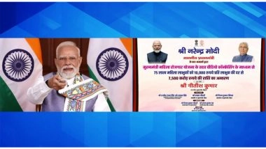 India News | PM Modi Launches Mukhyamantri Mahila Rojgar Yojana for Bihar, Transfers Rs 7500 Cr to Women