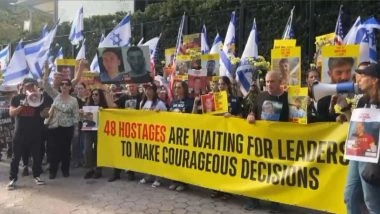 World News | Relatives of Hamas Hostages Protest Outside UN Headquarters, Demand Release