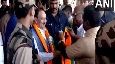 India News | BJP President JP Nadda Arrives in Kerala to Attend Mata Amritanandamayi's 72nd Birth Anniversary