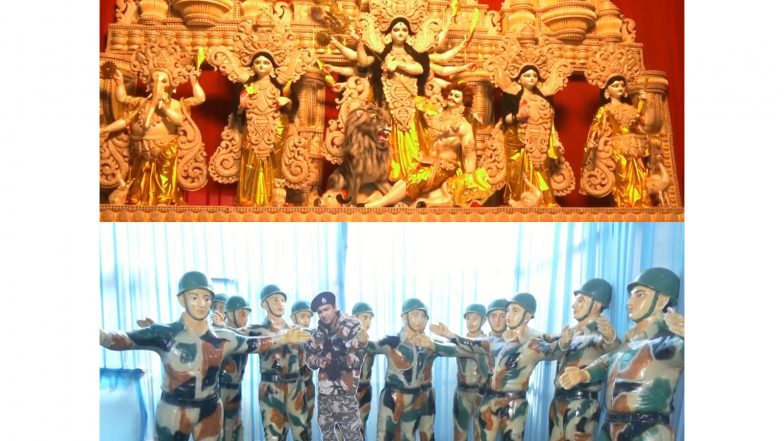 Entertainment News | Durga Puja 2025: Guwahati's Chatribari Sarbajanin Debopujasthan Samity Pay Tribute to Indian Soldiers at Durga Pandal
