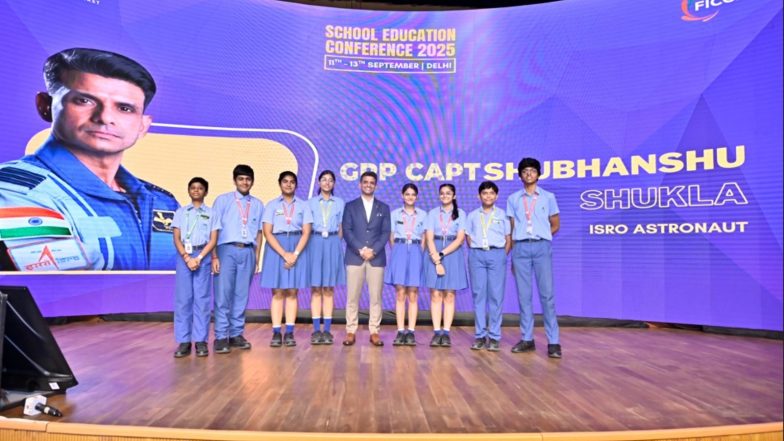Business News | Gaganyatri Shubhanshu Shukla Visits ARISE School Education Conference 2025, Interacts with Educators and Students