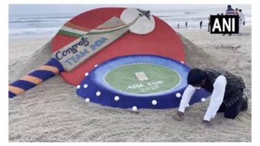 India News | Sudarsan Pattnaik Creates Sand Art to Celebrate India's Asia Cup Victory