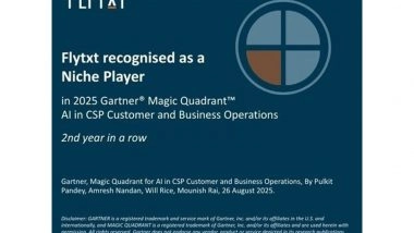 Business News | Flytxt Mentioned as a Niche Player for Second Consecutive Year in the 2025 Gartner® Magic Quadrant™ for AI in CSP Customer and Business Operations