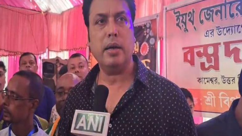 India News | BJP Leader Biplab Kumar Deb Visits Puja Pandals in North Tripura on Maha Ashtami