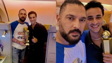 ‘No Caption Needed’ Abhishek Sharma Poses With Mentor Yuvraj Singh on Flight After India’s Asia Cup 2025 Title Win (See Pics)