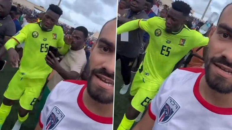 Andre Onana Pushes Fan Away After Latter Attempts to Click A Selfie With the Cameroon Goalkeeper Following FIFA World Cup Qualifiers Match Against Cape Verde Island (Watch Video)