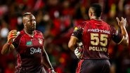 CPL 2025 Live Streaming Online Trinbago Knight Riders vs St Kitts and Nevis Patriots: Watch Telecast of Caribbean Premier League Cricket Match on TV and Online