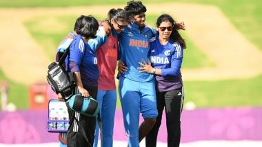 Arundhati Reddy Injury: Indian Pacer Injures Left Knee During IND-W vs ENG-W Warm-Up Match Ahead of ICC Women’s World Cup 2025 (Watch Video)