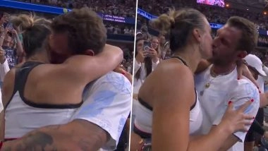 Aryna Sabalenka Kisses Boyfriend Georgios Frangulis in the Stands After Winning US Open 2025 Women's Singles Title With Victory Over Amanda Anisimova (Watch Video)