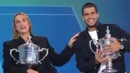 Aryna Sabalenka Accidentally Calls Carlos Alcaraz 'Jannik' on Live TV in Hilarious Slip-up, US Open 2025 Champions Share a Laugh During Interview (Watch Videos)