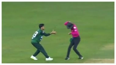 Ball Hits Umpire Ruchira Palliyaguruge’s Head After Throw from Mohammad Haris During PAK vs UAE Asia Cup 2025 (Watch Video)