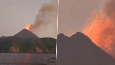 Barren Island Eruption Caught on Camera: India's Only Active Volcano Erupts Twice in Span of 8 Days, Video Goes Viral