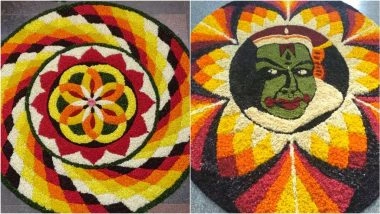 Thiruvonam 2025 Pookalam Designs: Simple Onam Rangoli Designs With Flowers and Beautiful Rangoli Patterns To Add Festive Charm (Watch Videos)