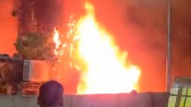 Mumbai Fire: Massive Blaze Erupts in Parking Lot of Dadar Railway Station Near Platform 13 and 14, Video Surfaces
