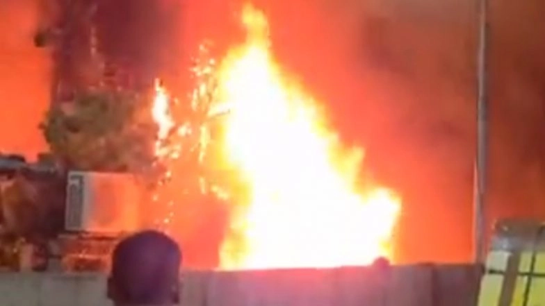 Mumbai Fire: Massive Blaze Erupts in Parking Lot of Dadar Railway Station Near Platform 13 and 14, Video Surfaces