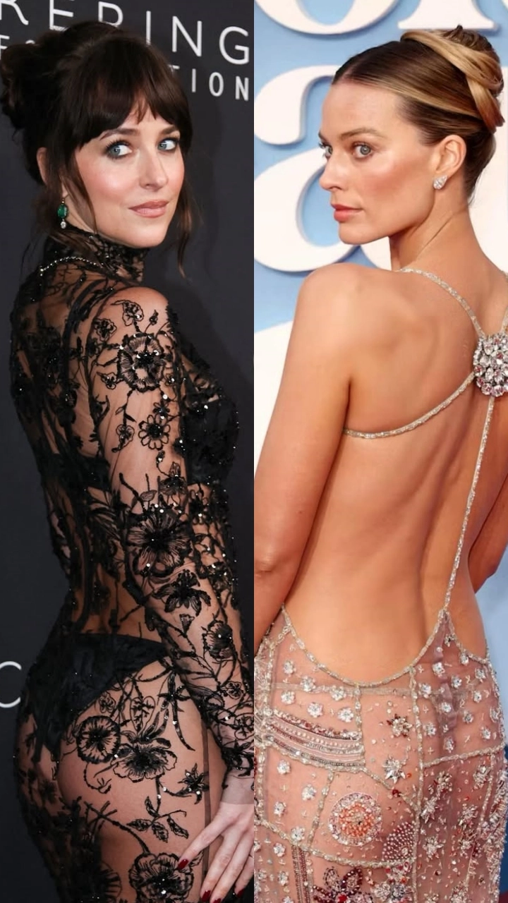 Sheer Perfection! Dakota Johnson and Margot Robbie Wow in Bold Red Carpet Looks