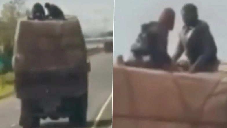 'Movie-Like' Robbery Caught on Camera in Maharashtra: Thieves Steal From Moving Truck in Dharashiv, 6 Arrested Following Police Action (Watch Videos)