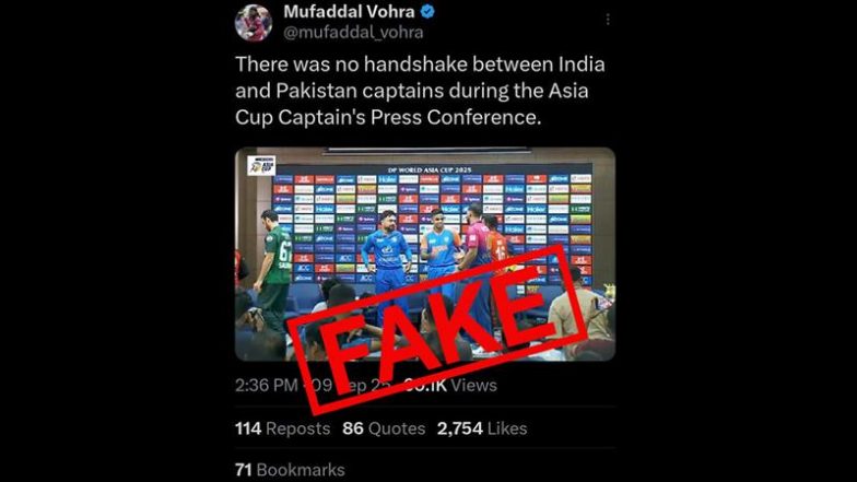 Did India Captain Suryakumar Yadav and Pakistan Skipper Salman Ali Agha Refuse to Shake Hands With Each Other During Asia Cup 2025 Press Conference? Here's The Fact Check