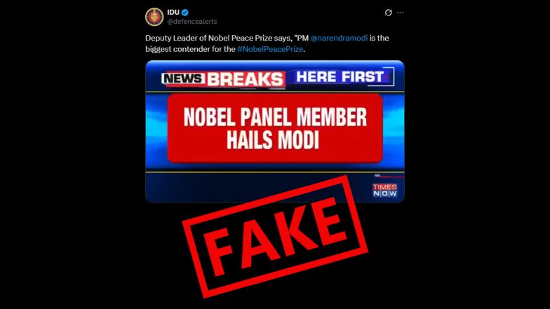 Did Nobel Committee Official Call PM Narendra Modi the ‘Biggest Contender’ for Nobel Peace Prize? Here’s the Truth As Fake News Resurfaces