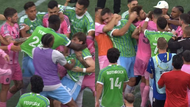 Huge Fight Breaks Out Between Inter Miami, Seattle Sounders Players After Lionel Messi’s Herons Lose Leagues Cup 2025 Final, Video Goes Viral