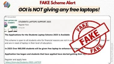 Is Government of India Giving Free Laptops to Students Under the 'Students Laptop Scheme 2025′? PIB Fact Check Reveals Truth About Viral WhatsApp Message