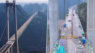 Huajiang Grand Canyon Bridge Opening: World's Tallest Bridge Opens in China, Cuts Travel Time From 2 Hours to 2 Minutes (Watch Video)